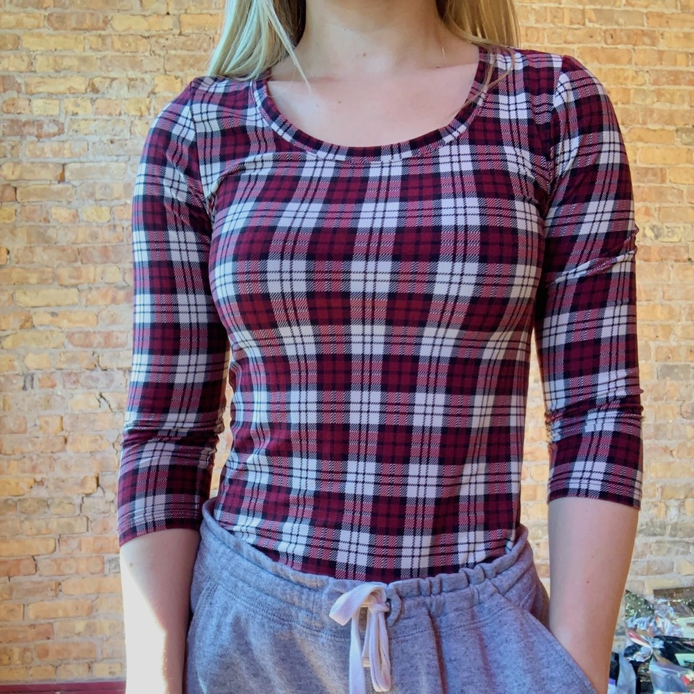 Tight plaid shirt